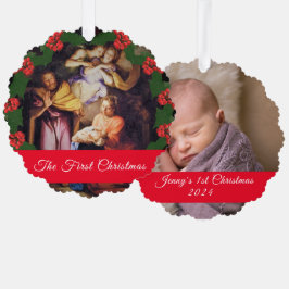 Eerste kerstfoto ornament kaart