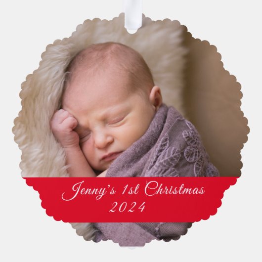 Eerste kerstfoto ornament kaart (Achterkant)