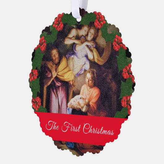 Eerste kerstfoto ornament kaart (Links)