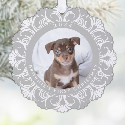 Eerste kerstfoto ornament kaart