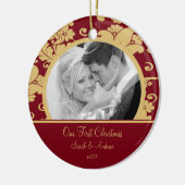 Eerste kerstfoto: Ornament Red & Gold Damask (Links)