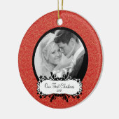 Eerste kerstfoto Ornament rood en goud (Links)