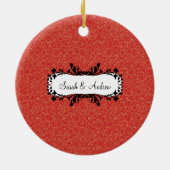 Eerste kerstfoto Ornament rood en goud (Achterkant)