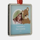 Eerste Kerstfoto Ornament Schattige Baby Beer Boy (Rechts)
