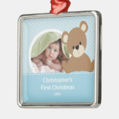 Eerste Kerstfoto Ornament Schattige Baby Beer Boy (Links)