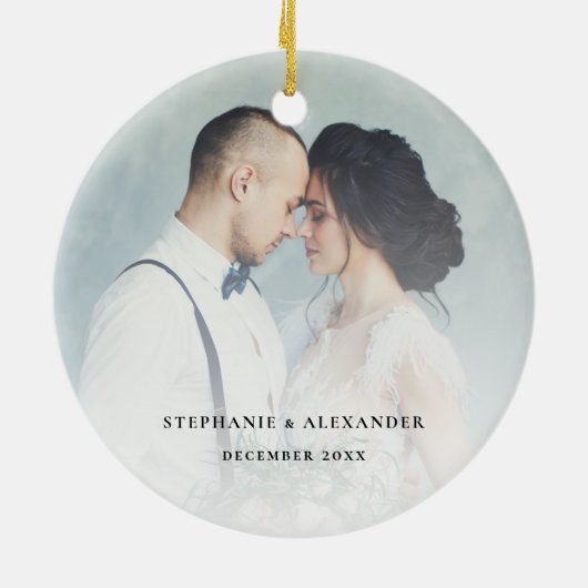 Eerste kerstfoto overlay keramisch ornament (Achterkant)