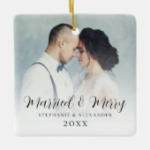 Eerste kerstfoto overlay Square Keramisch Ornament (Voorkant)