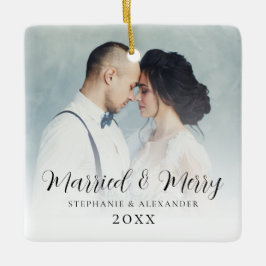 Eerste kerstfoto overlay Square Keramisch Ornament