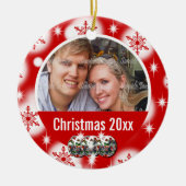 Eerste kerstfoto personaliseren keramisch ornament (Voorkant)
