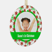 Eerste kerstfoto personaliseren keramisch ornament (Rechts)