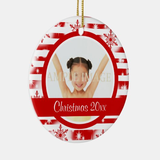 Eerste kerstfoto personaliseren keramisch ornament (Rechts)