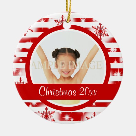 Eerste kerstfoto personaliseren keramisch ornament (Voorkant)