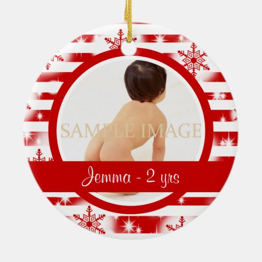 Eerste kerstfoto personaliseren keramisch ornament (Achterkant)