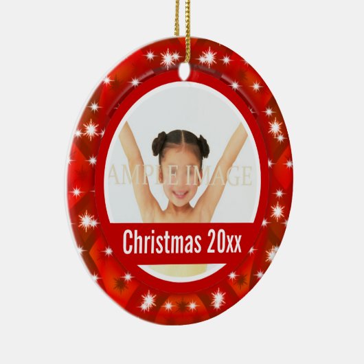 Eerste kerstfoto personaliseren keramisch ornament (Rechts)