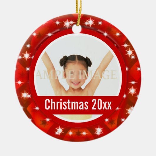 Eerste kerstfoto personaliseren keramisch ornament (Voorkant)