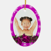 Eerste kerstfoto PERSONALIZE roze Keramisch Ornament (Voorkant)