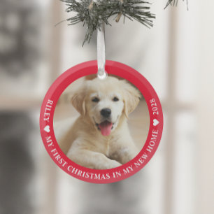 Eerste kerstfoto Puppy Dog Glas Ornament