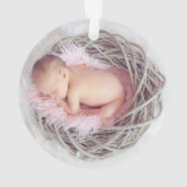 Eerste kerstfoto Roze babymeisje Foto Ornament (achterkant)