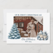 Eerste kerstfoto samen feestdagenkaart (Voorkant)