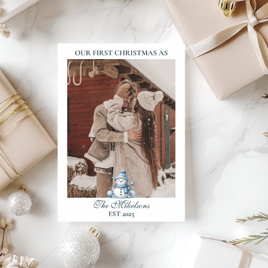 Eerste kerstfoto samen feestdagenkaart