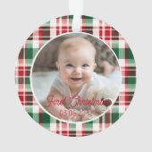 Eerste kerstfoto script klassiek patroon ornament (achterkant)