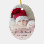 Eerste kerstfoto-script ovaal voor grootouders keramisch ornament (Achterkant)