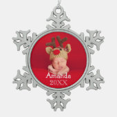 Eerste kerstfoto Snowflake Holiday Decoratie (Voorkant)