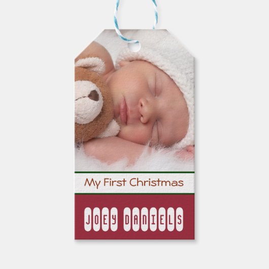 Eerste kerstfoto vakantie cadeau Label Cadeaulabel (Voorkant)