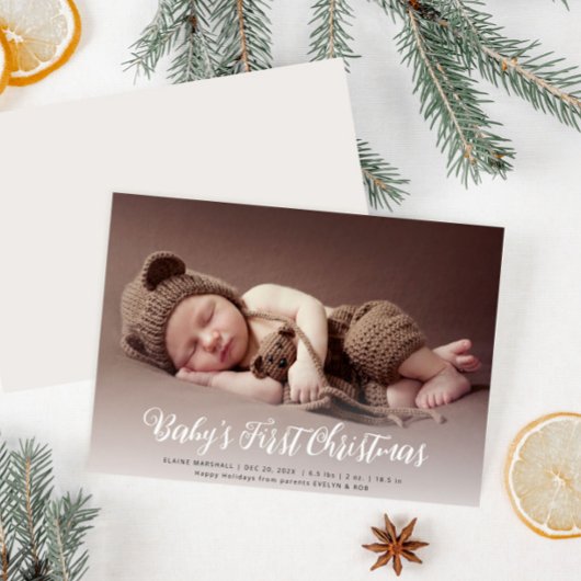 Eerste kerstfoto vakantie geboorte aankondiging