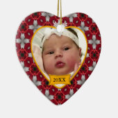 Eerste kerstfoto van baby Keepasjessieraad Keramisch Ornament (Rechts)