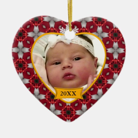 Eerste kerstfoto van baby Keepasjessieraad Keramisch Ornament (Voorkant)