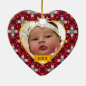 Eerste kerstfoto van baby Keepasjessieraad Keramisch Ornament (Achterkant)