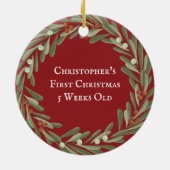 Eerste kerstfoto van baby Keepomwille Keramisch Ornament (Achterkant)