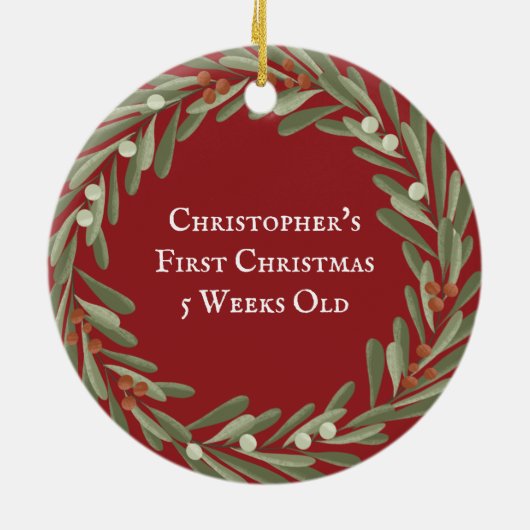 Eerste kerstfoto van baby Keepomwille Keramisch Ornament (Achterkant)