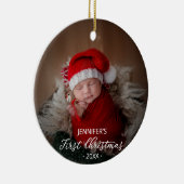 Eerste kerstfoto van baby keramisch ornament (Rechts)