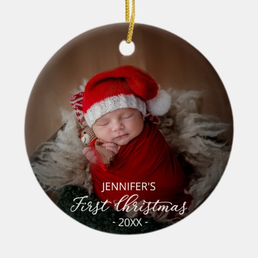 Eerste kerstfoto van baby keramisch ornament (Voorkant)
