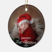 Eerste kerstfoto van baby keramisch ornament (Links)