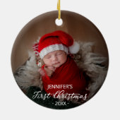 Eerste kerstfoto van baby keramisch ornament (Achterkant)