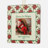 Eerste kerstfoto van baby keramisch ornament (Links)