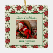 Eerste kerstfoto van baby keramisch ornament (Voorkant)