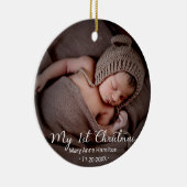 Eerste kerstfoto van baby keramisch ornament (Rechts)