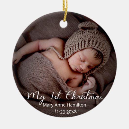 Eerste kerstfoto van baby keramisch ornament (Voorkant)