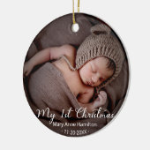 Eerste kerstfoto van baby keramisch ornament (Links)