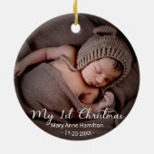 Eerste kerstfoto van baby keramisch ornament (Achterkant)