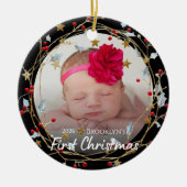 Eerste kerstfoto van baby keramisch ornament (Voorkant)
