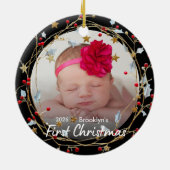 Eerste kerstfoto van baby keramisch ornament (Achterkant)