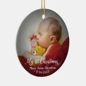 Eerste kerstfoto van baby keramisch ornament (Rechts)