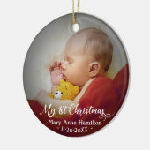 Eerste kerstfoto van baby keramisch ornament (Links)