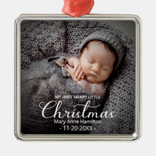 Eerste kerstfoto van baby   metalen ornament