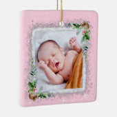 Eerste kerstfoto van baby op geboortedatum keramisch ornament (Rechts)